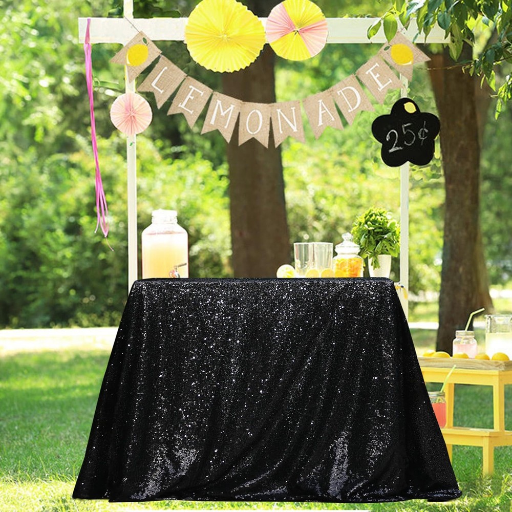 Sequin Tablecloth Black Rectangle 50"x80" Shimmer Table Cloths Sparkle Glitte...