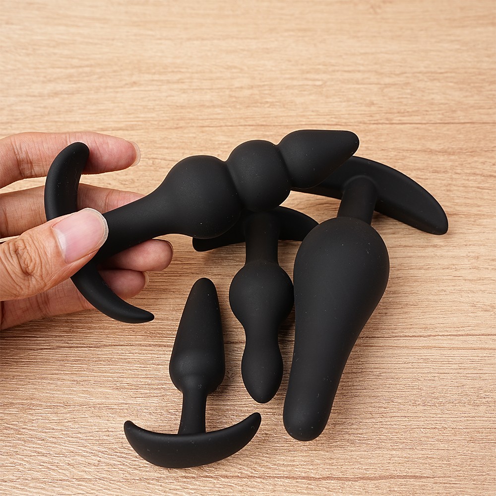 4PCS Silicone Anal Butt Plug Training Starter Kits Beginner Dildo Trainer Set US