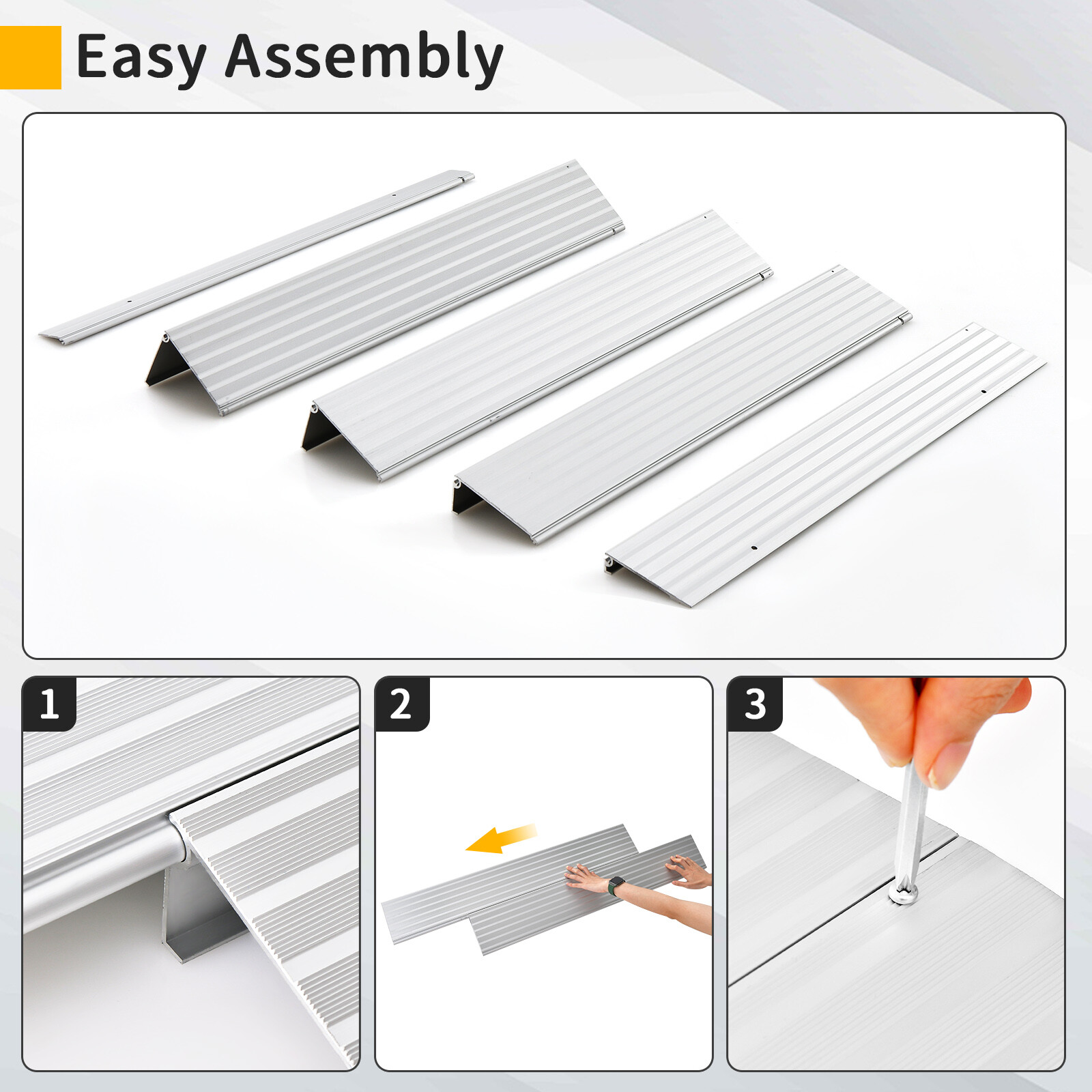 4" Rise Wheelchair Threshold Ramp w/ Adjustable Ramp 700LBS Weight Capacity