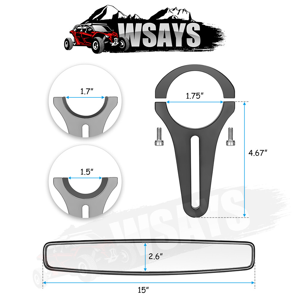 Fits Honda Pioneer 1000 1000-5 2016-2022 Rear-View Wide Center Side Mirrors Set