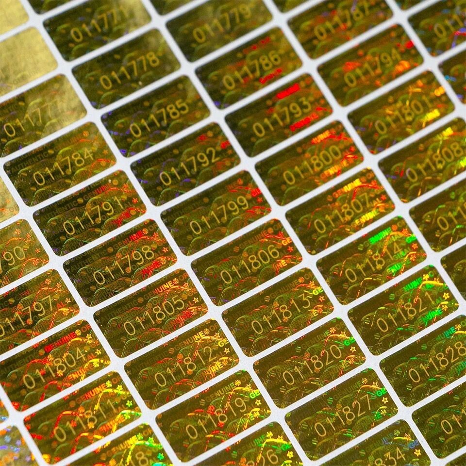 100 HOLOGRAM TAMPER PROOF STICKERS, WARRANTY VOID,SECURITY LABELS STICKERS GOLD