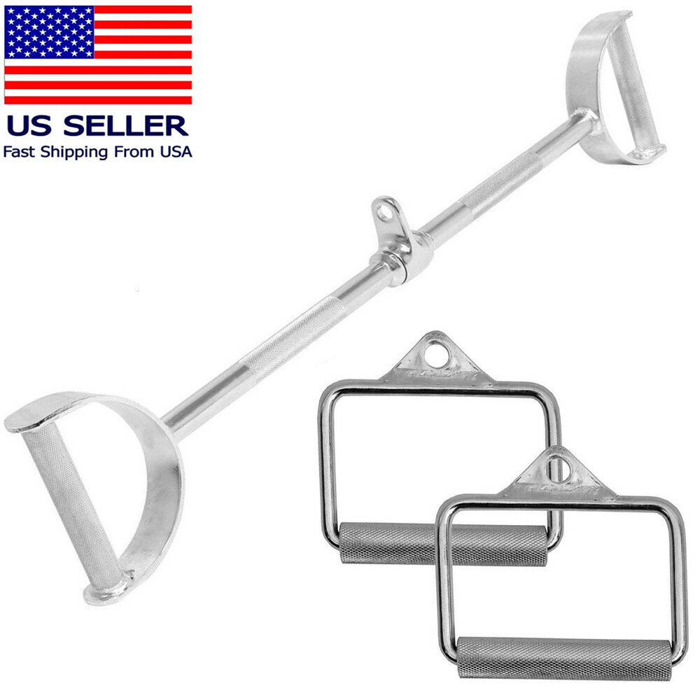Home Gym Cable Attachment Handle Machine Strength Exercise Chrome Press Down LAT