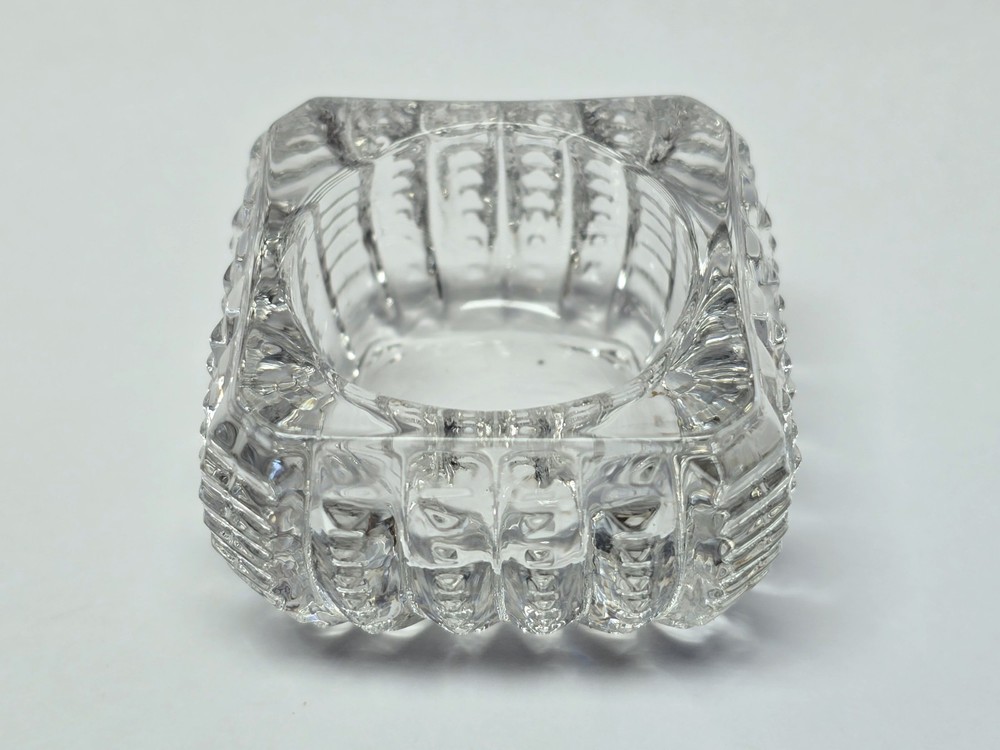 1 Vintage Cambridge Zipper Pattern Pressed Glass Open Salt Cellar EUC