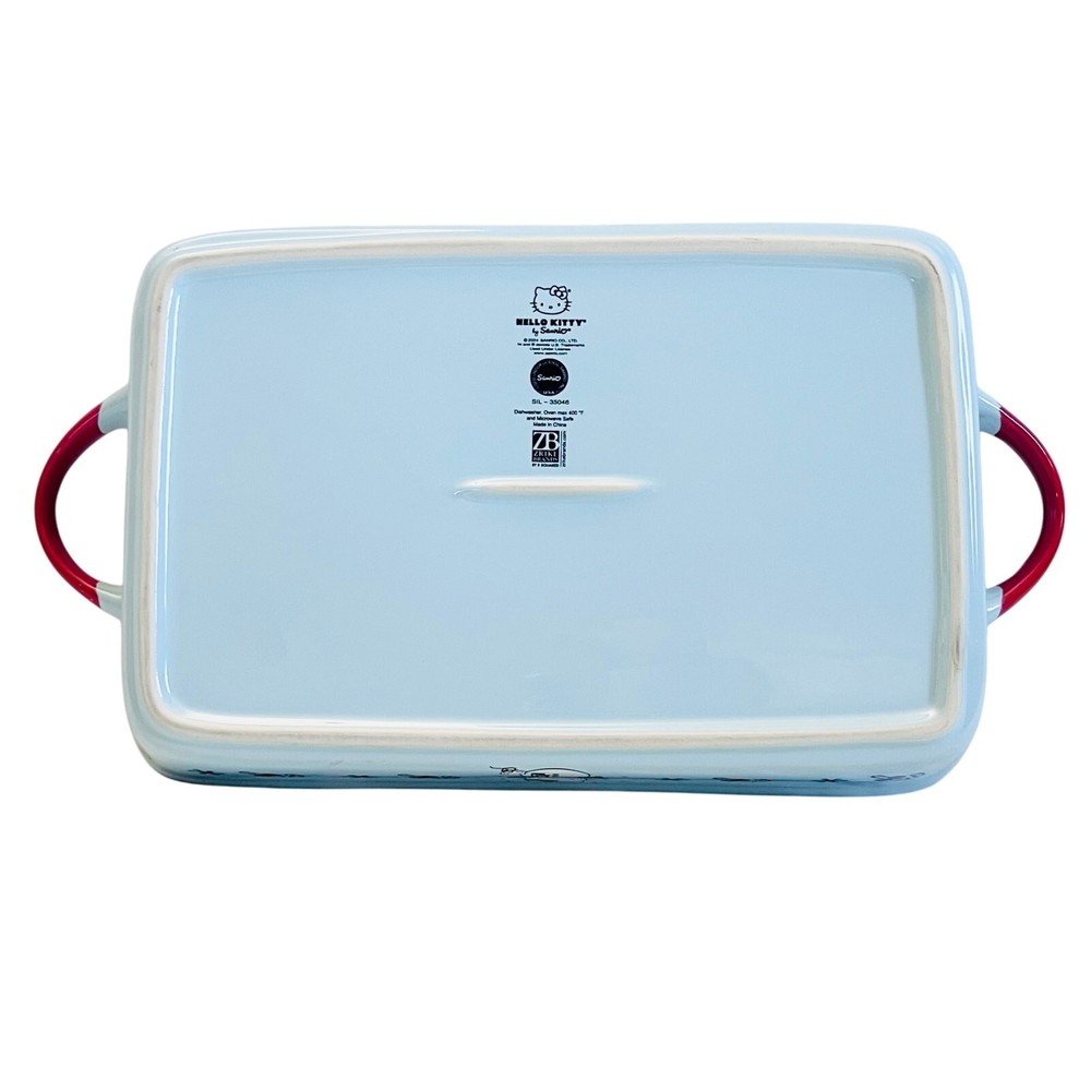 Hello Kitty Rectangular Baking Pan 12x8" Christmas Snowman Ceramic Casserole New