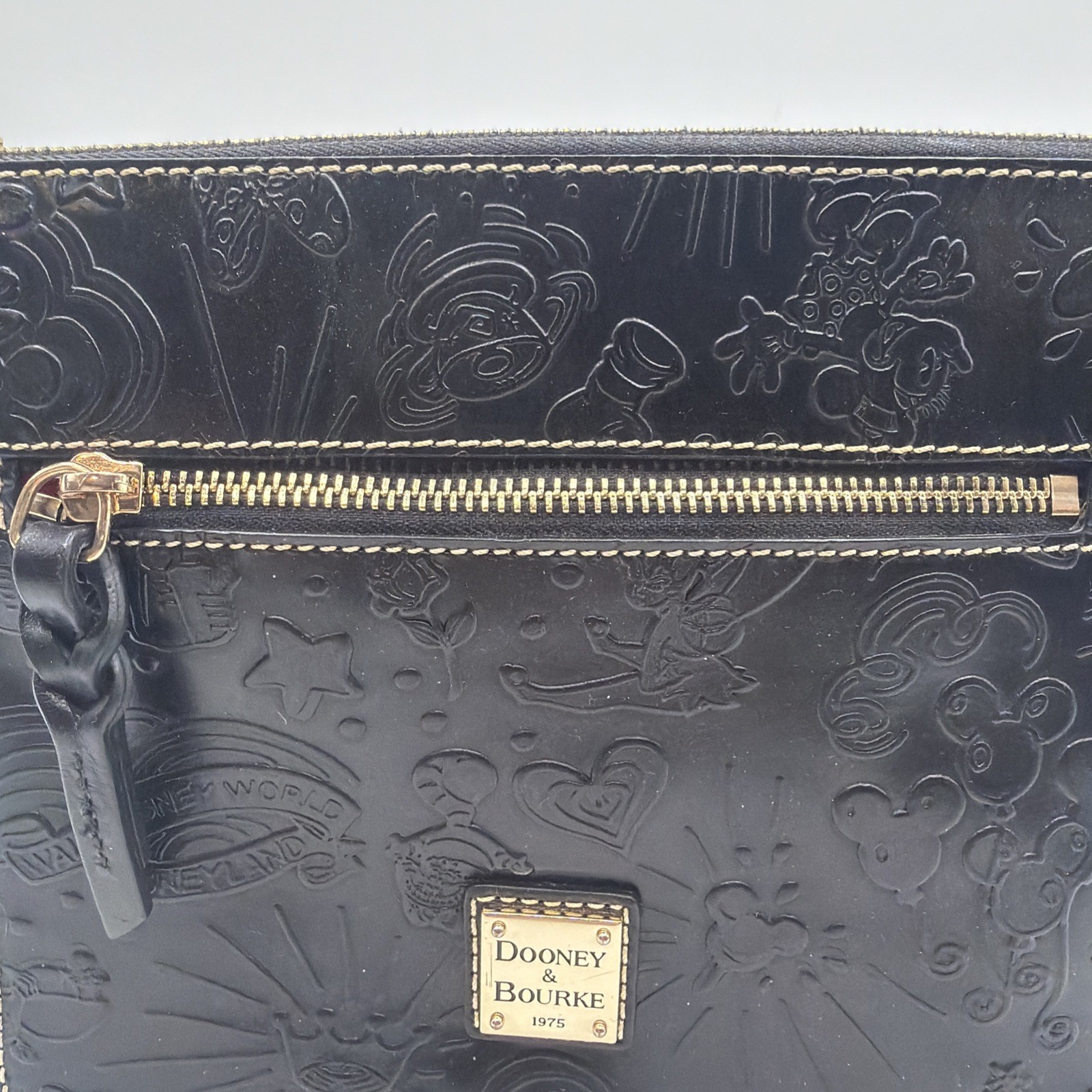 Disney Dooney & Bourke Leather Sketch Allison Crossbody Embossed All Black