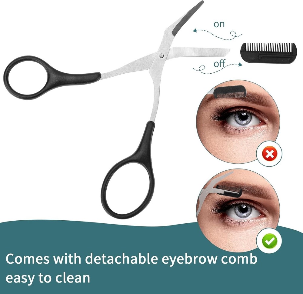 Grooming Made Simple: Professional Eyebrow Trimmer Scissors with Comb – 2 Count