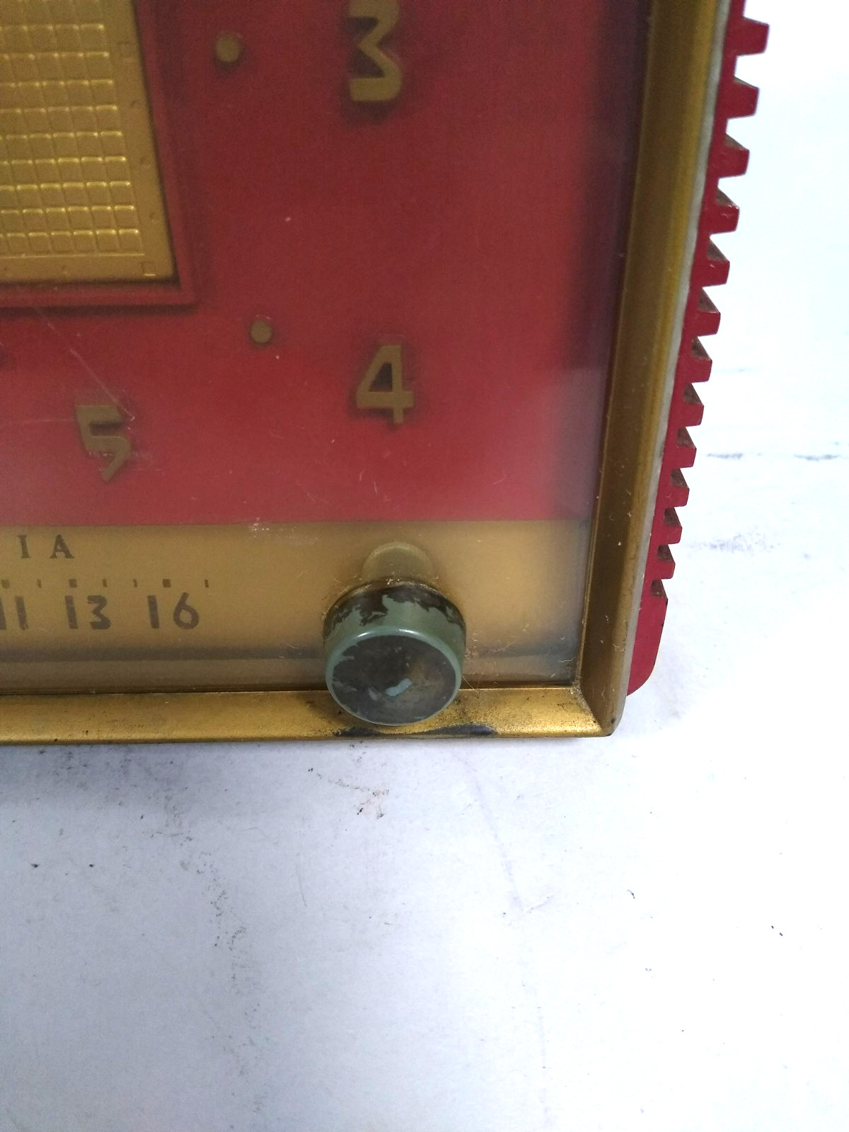 Vintage Sylvania model 543 clock radio, MCM, Dragoon Red, Project, For Parts