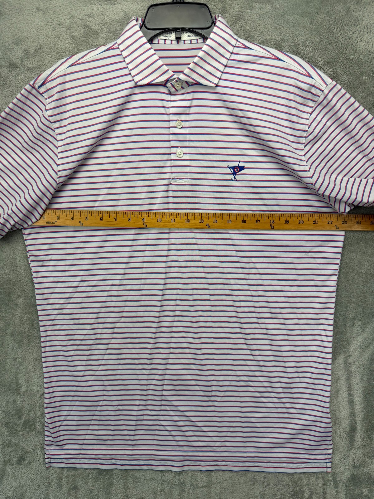 Holderness Bourne Mens "The Sutton" Polo Shirt Sz L Red Striped Golf Performance