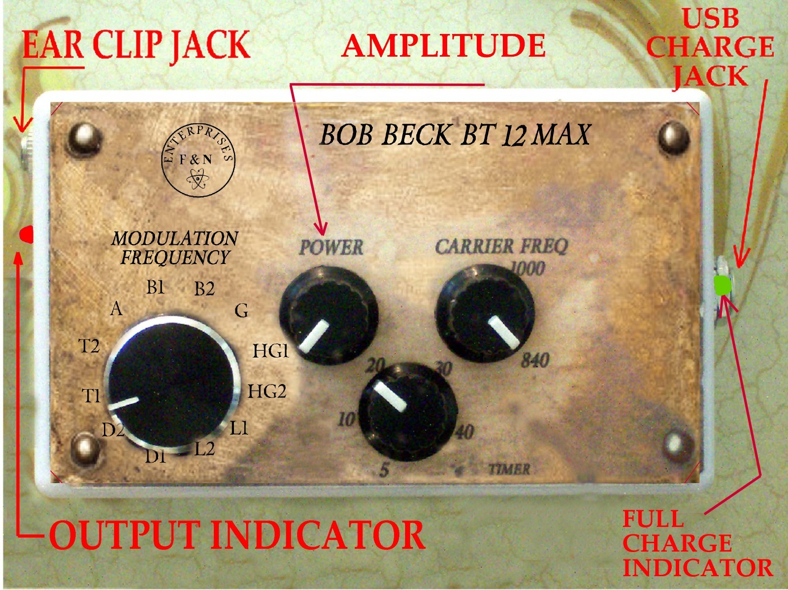 BT-12 MAX BOB BECK CES DEVICE USB RECHARGEABLE  FULL BRAINWAVE SPECTRUM