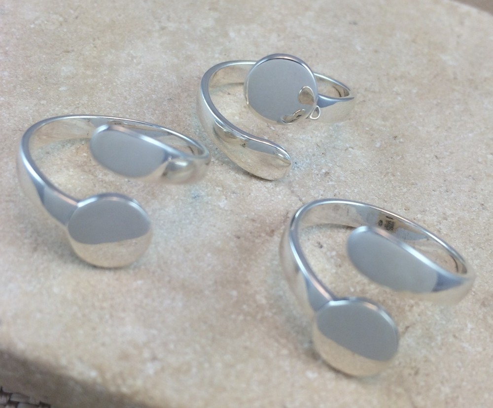 Sterling Silver Ring Blank with 8mm Pad Adjustable Style 925 Quality Finding HEA