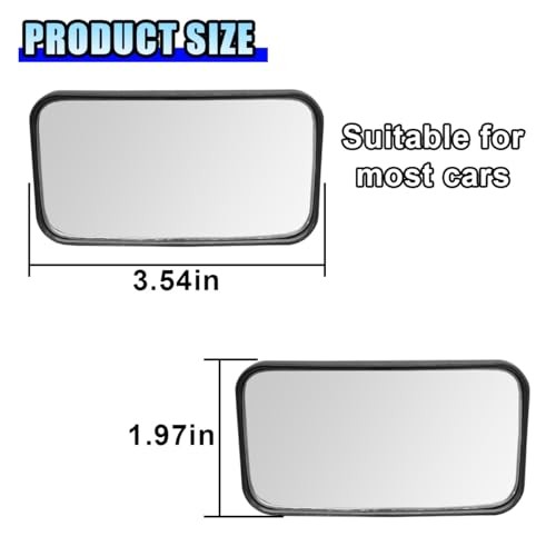 2PCS Rectangular Car Blind Spot Mirror, 3.5" x 2" 360° Rotate Rectangle/Black