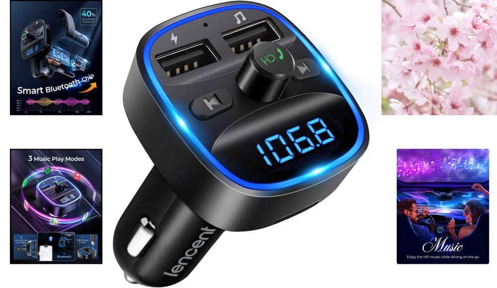 Innovative Bluetooth FM Transmitter: Dual USB Ports & Multi-Format Audio Support