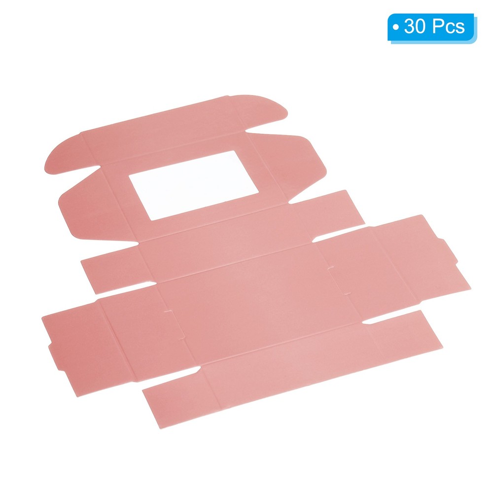 30 Pack 3.5"x2.5"x1" Paper Soap Box with Window Soap Boxes Rectangle Pink