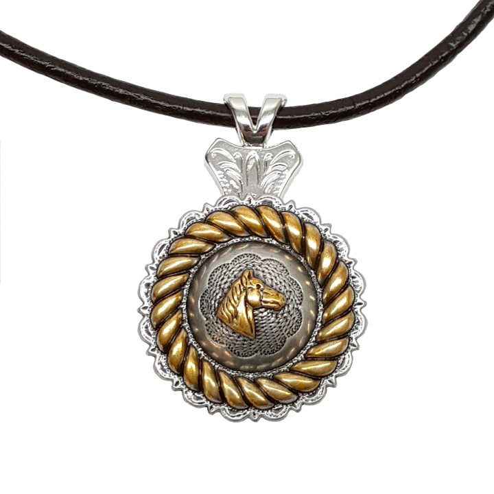Engraved Silver Concho Necklace Pendant Adapter