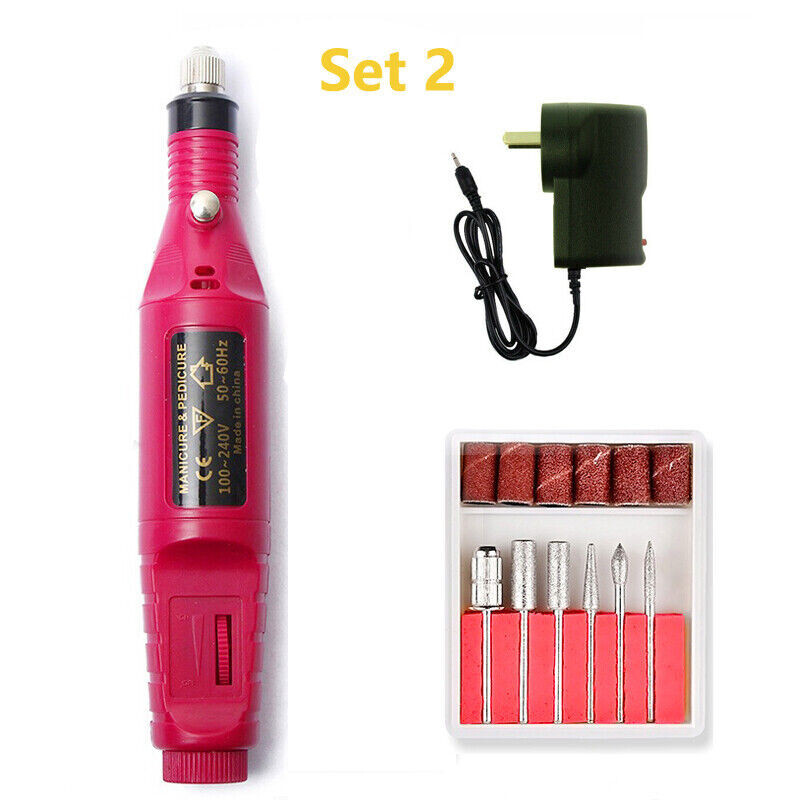 Electric Nail Drill File Acrylic Art File Manicure Pedicure Portable Machine Kit