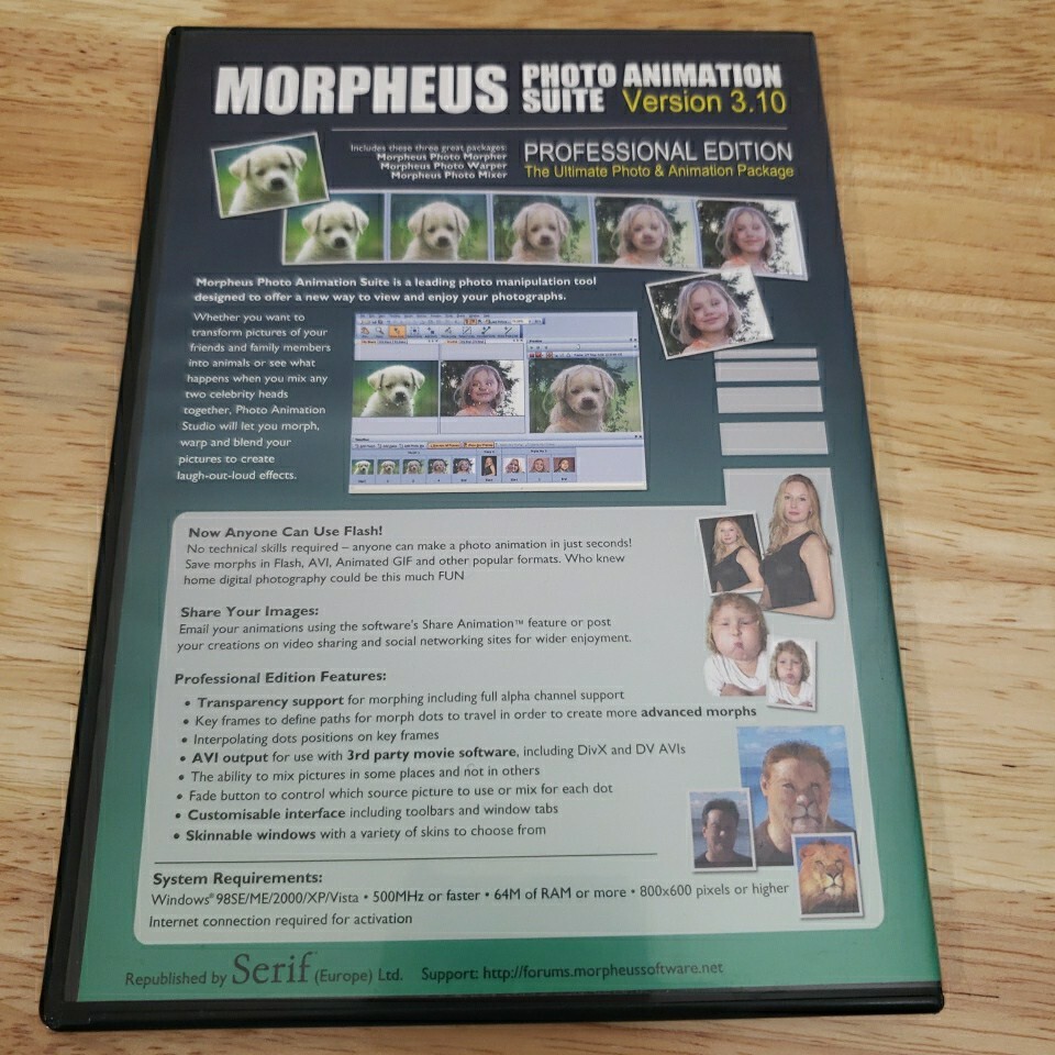 Serif Morpheus Software Photo Animation Suite 3.1 CD Rom Professional Ed Win XP
