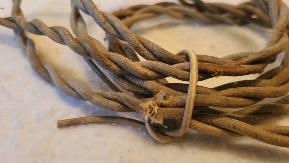 Vintage Paulding Light Socket Pull Chain 6' Twisted Cloth Covered Wire PullChain