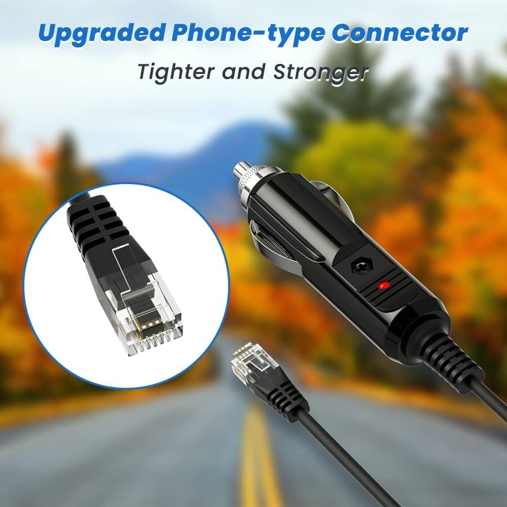 Compact Radar Detector Power Cord - Cigarette Lighter Adapter with Elastic Cable