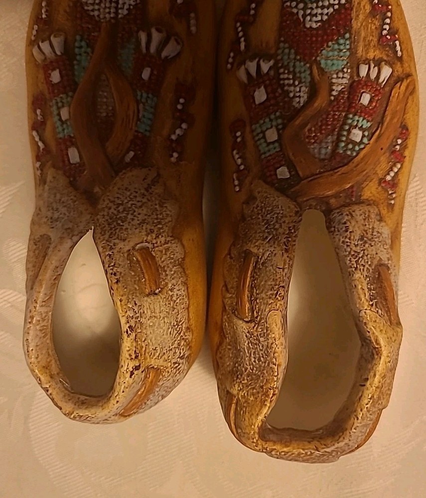 Ceramic Moccasins Native American Design Decorative 6" L