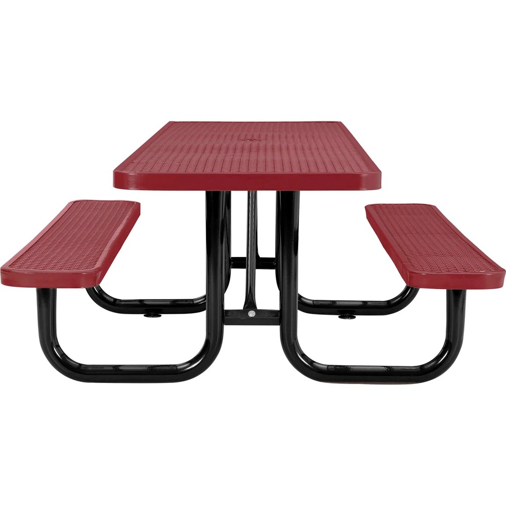 8' ADA Rectangular Picnic Table Expanded Metal Red (96" Long)
