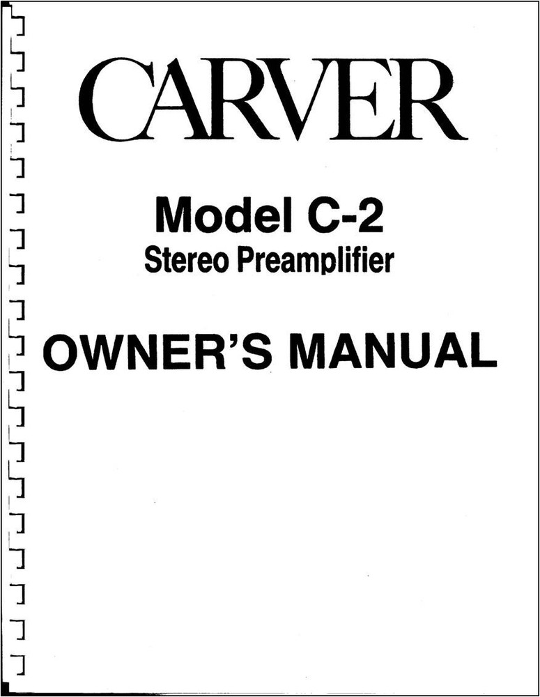 Carver Model C-2 Stereo Preamplifier Owner's Manual