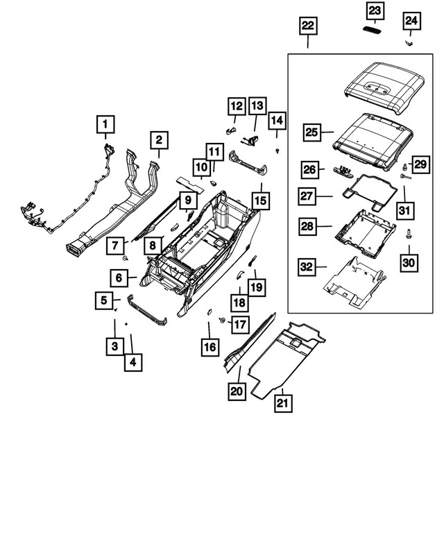 Genuine Mopar Floor Console Mat 68536979aa