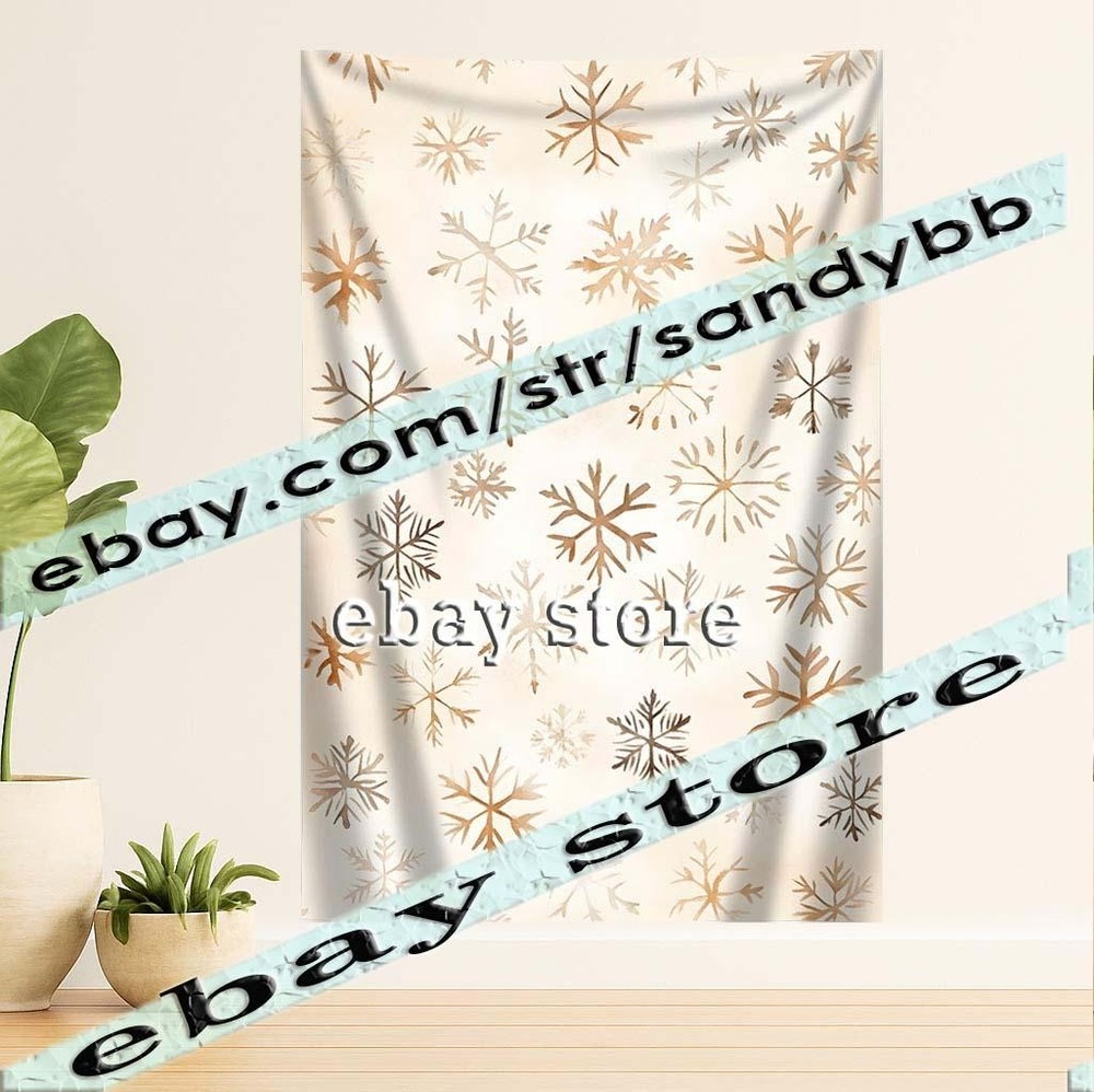 Snowflake Pattern tapestry soft neutral winter aesthetic 39X59 in
