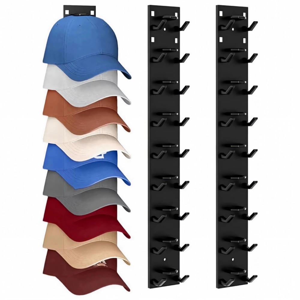 Hat Racks 2 Pack - Wall Mounted Hat Organizer and Hat Rack for Wall, Over the...
