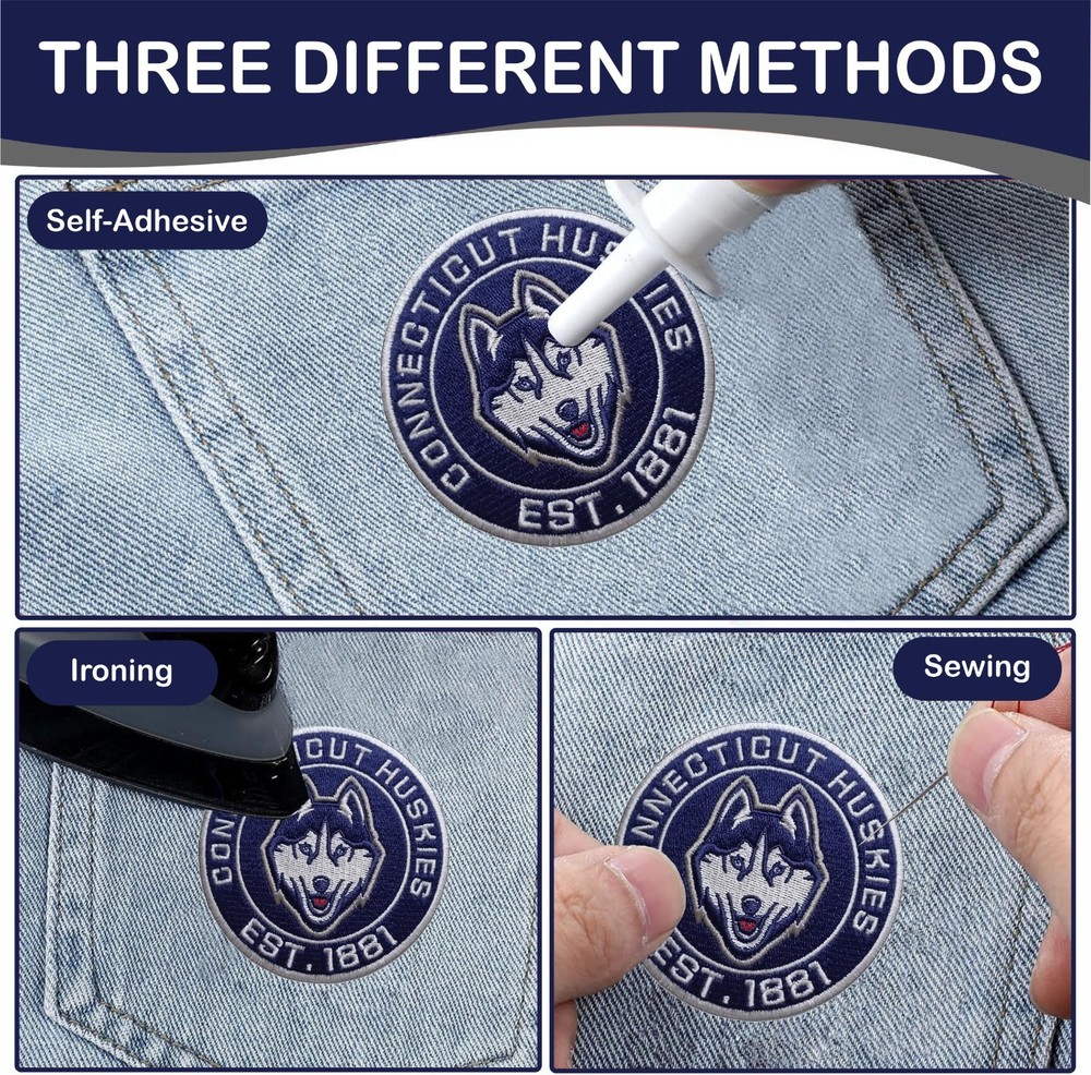 Connecticut Huskies NCAA Team Logo Iron On Patch - Sew Patch - Embroidered Patch