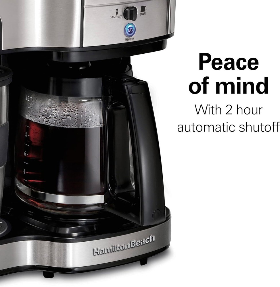 2-Way 12 Cup Programmable Drip Coffee Maker & Single Serve Machine, Glass Carafe