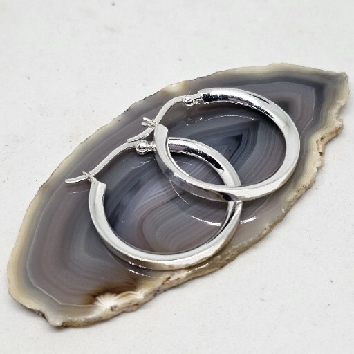 925 Silver Plated Hoop Pierced Earrings Medium Size