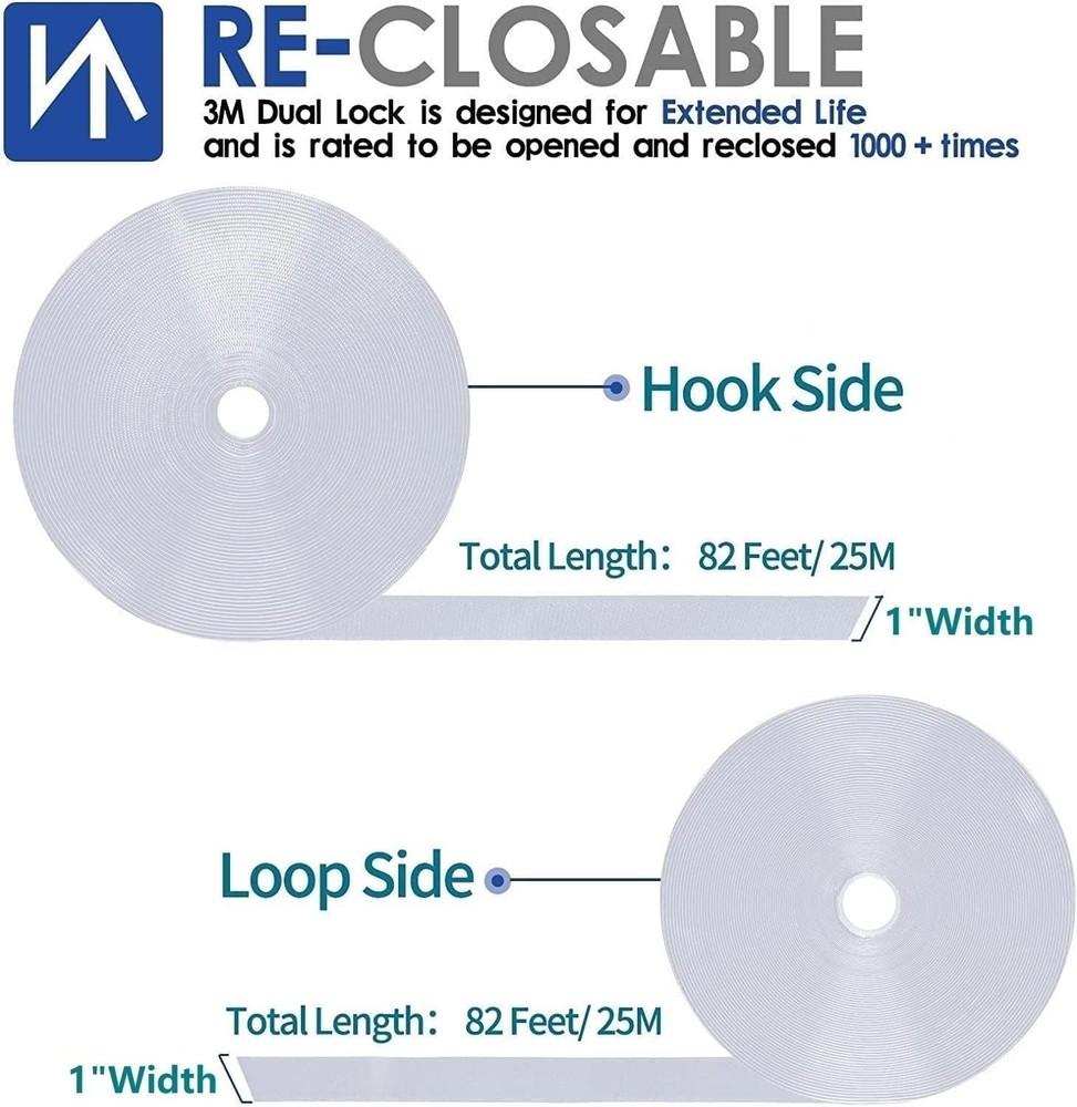 82ft Heavy Duty Hook Loop Strips - Multi-Purpose