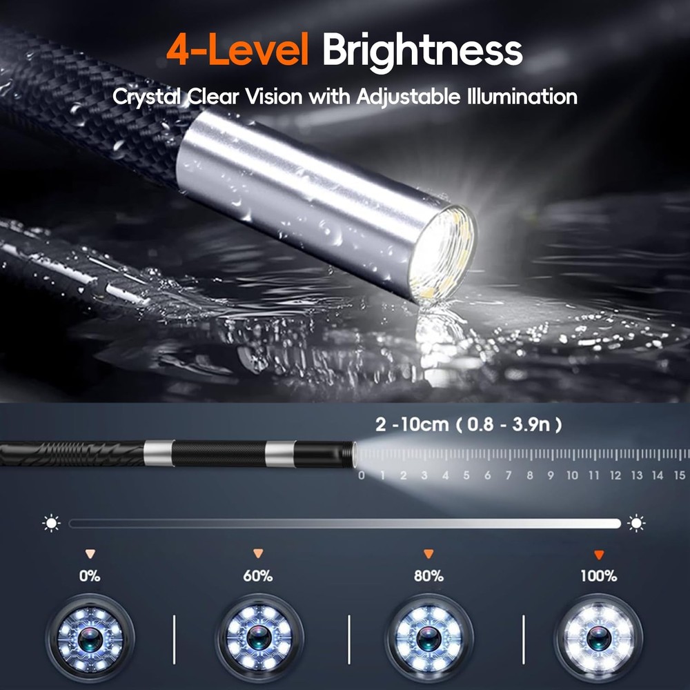 Two-Way Articulating Borescope 1080P, Industrial Endoscope Camera with Light,...