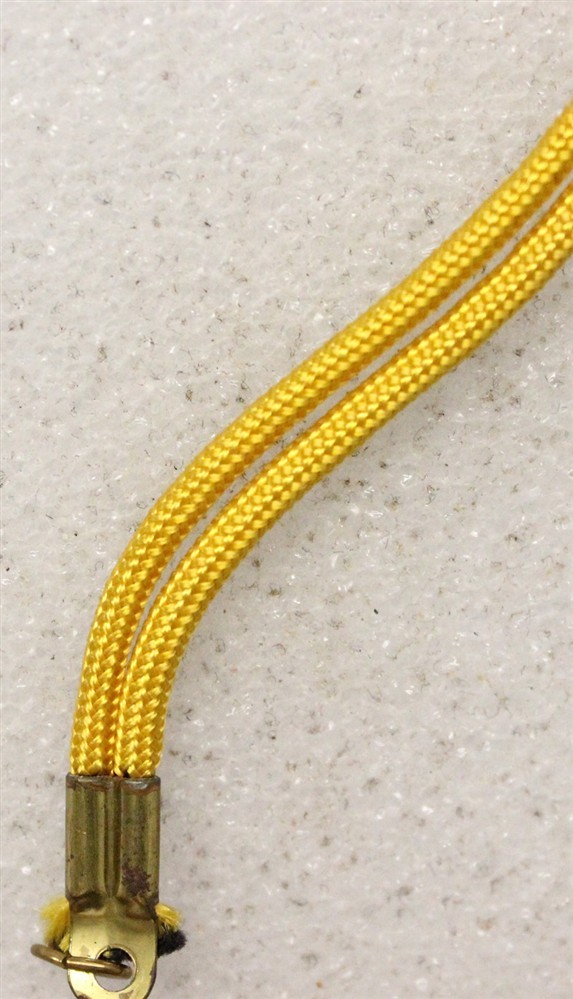 Original WWII Rayon Dog Tag Chin/Cord - solid yellow, Cavalry