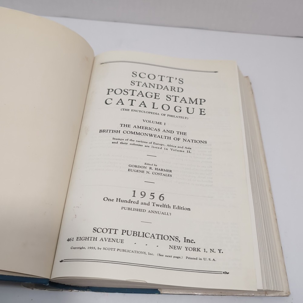 Scott's Standard Postage Stamp Catalogue 1956 - Hardcover Dust Jacket Volume 1