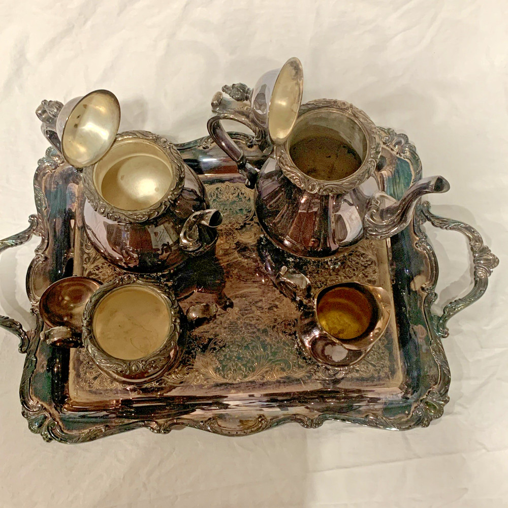 5 Piece Webster Wilcox Fine Quality Silverplate Rochelle Tea Set Silver Plate