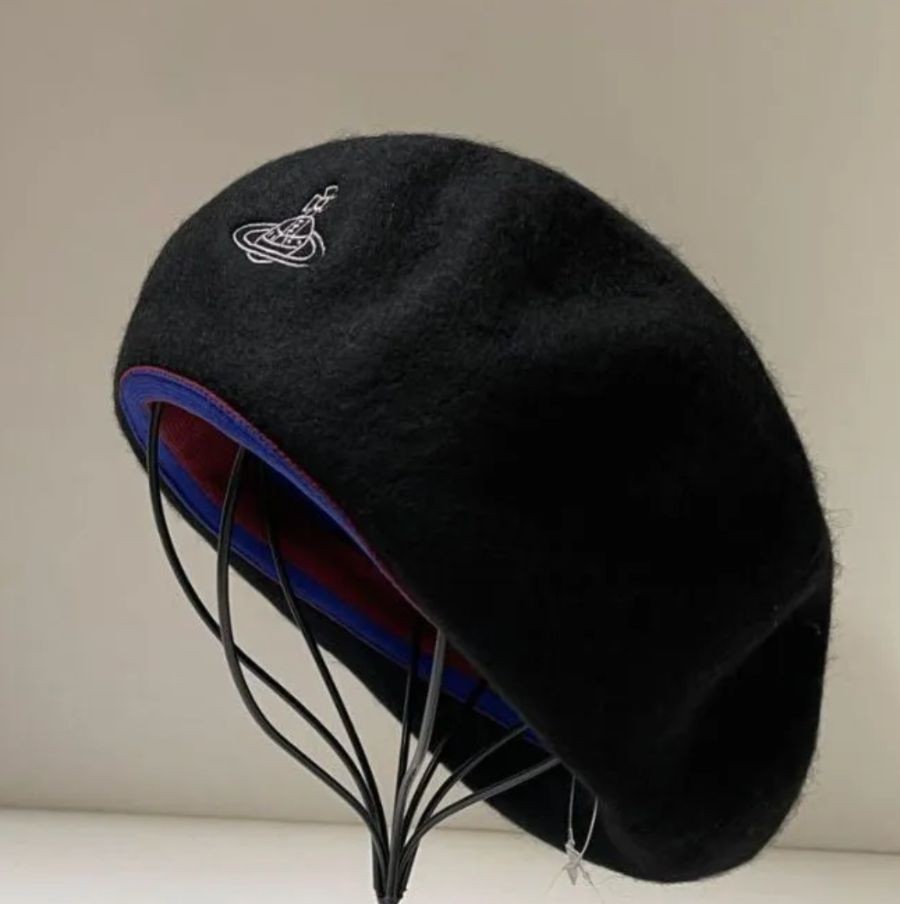 Vivienne Westwood beret hat cap Black orb embroidery wool Ladies S〜M NEW Japan