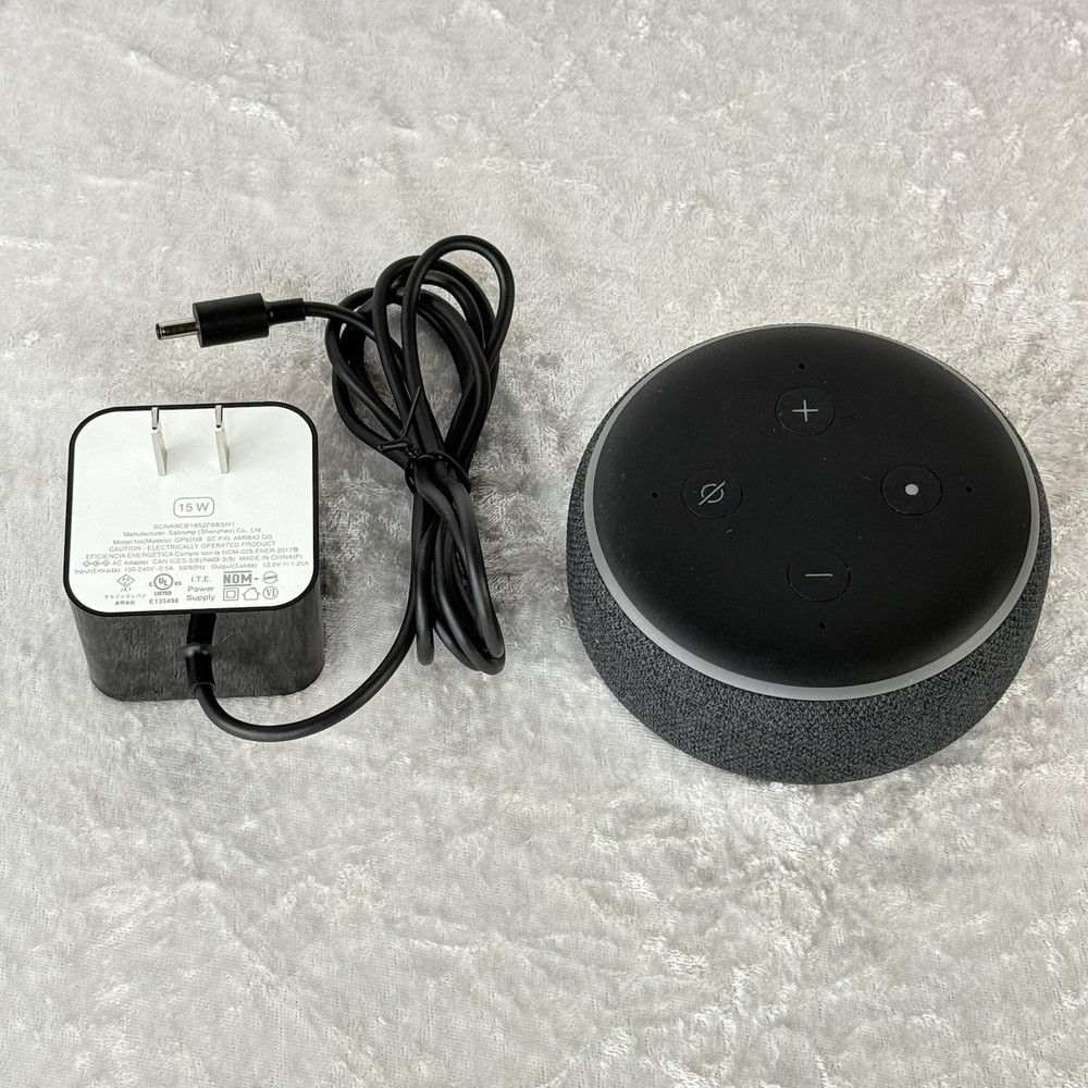 Amazon Echo Dot 3rd Gen C78MP8 Smart Speaker Alexa Black w/ Adapter Tested