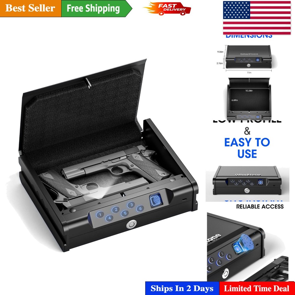 Biometric Handgun Safe – Fireproof Compact Gun Storage with Quick Access