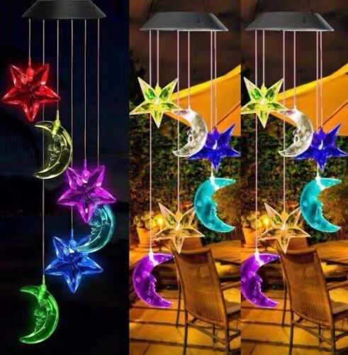 Solar Wind Chimes Lights LED Birds Color Changing Hanging Lamp Garden Home Ball