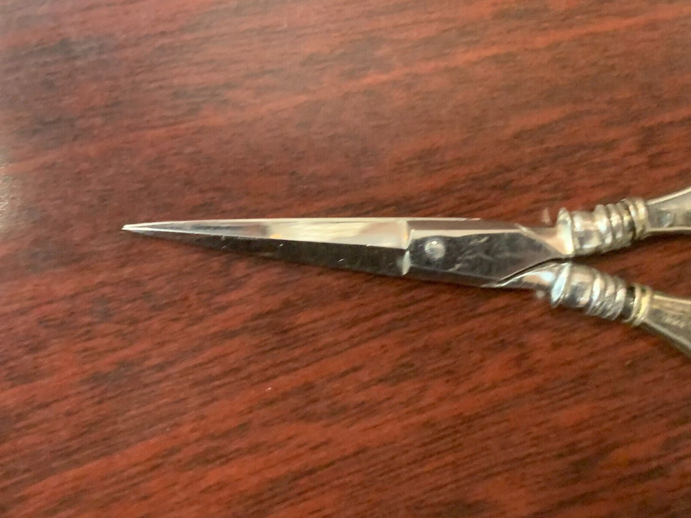 Antique 800 Silver Sewing Scissors & Thimble with Case