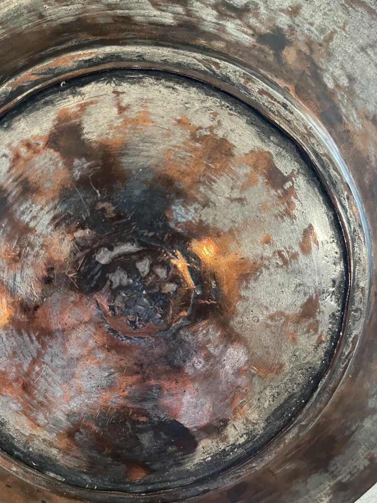 Antique Persian Copper Bowl Hand Engraved Arabic Script