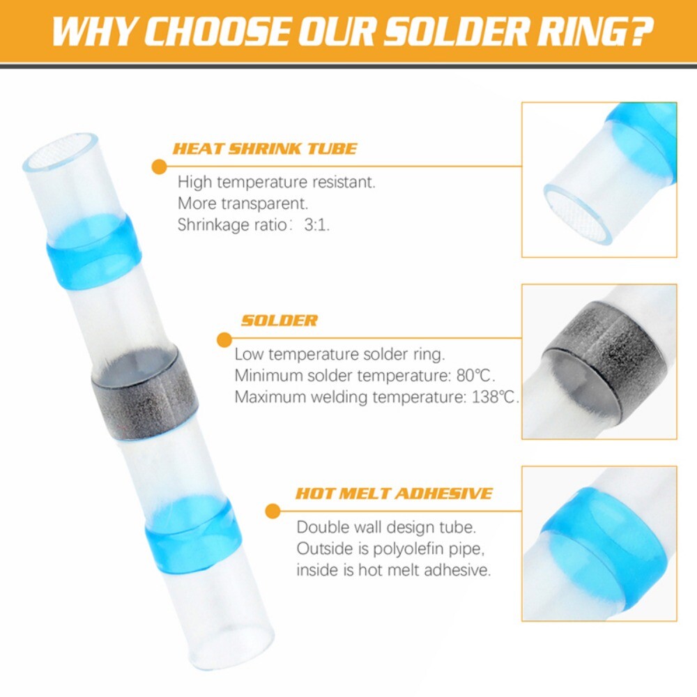 1000PCS Waterproof Solder Stick Seal Sleeve Heat Shrink Butt Wire Connectors Kit