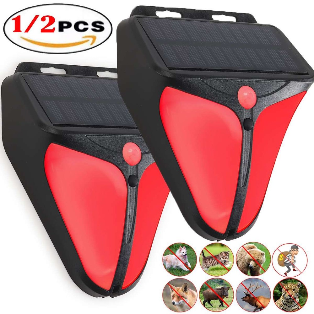 1/2PCS Solar Alarm LED Light with Strobe Light Motion Sensor Detector Wireless