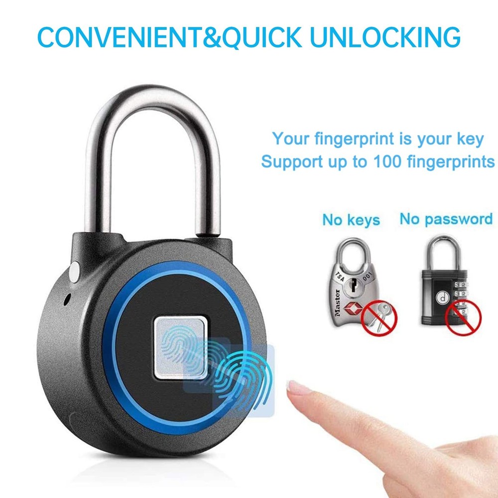 Fingerprint Padlock, Bluetooth Lock, Mobile APP, MEGAFEIS Smart Padlock with ...