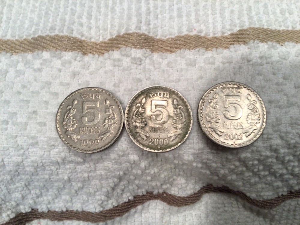 1999 2000 2002 India 5 Rupees Coin