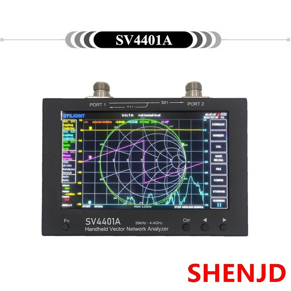 SV4401A 50KHz-4.4GHz VNA Vector Network Analyzer 100DB Dynamic 7 Inch Touch LCD