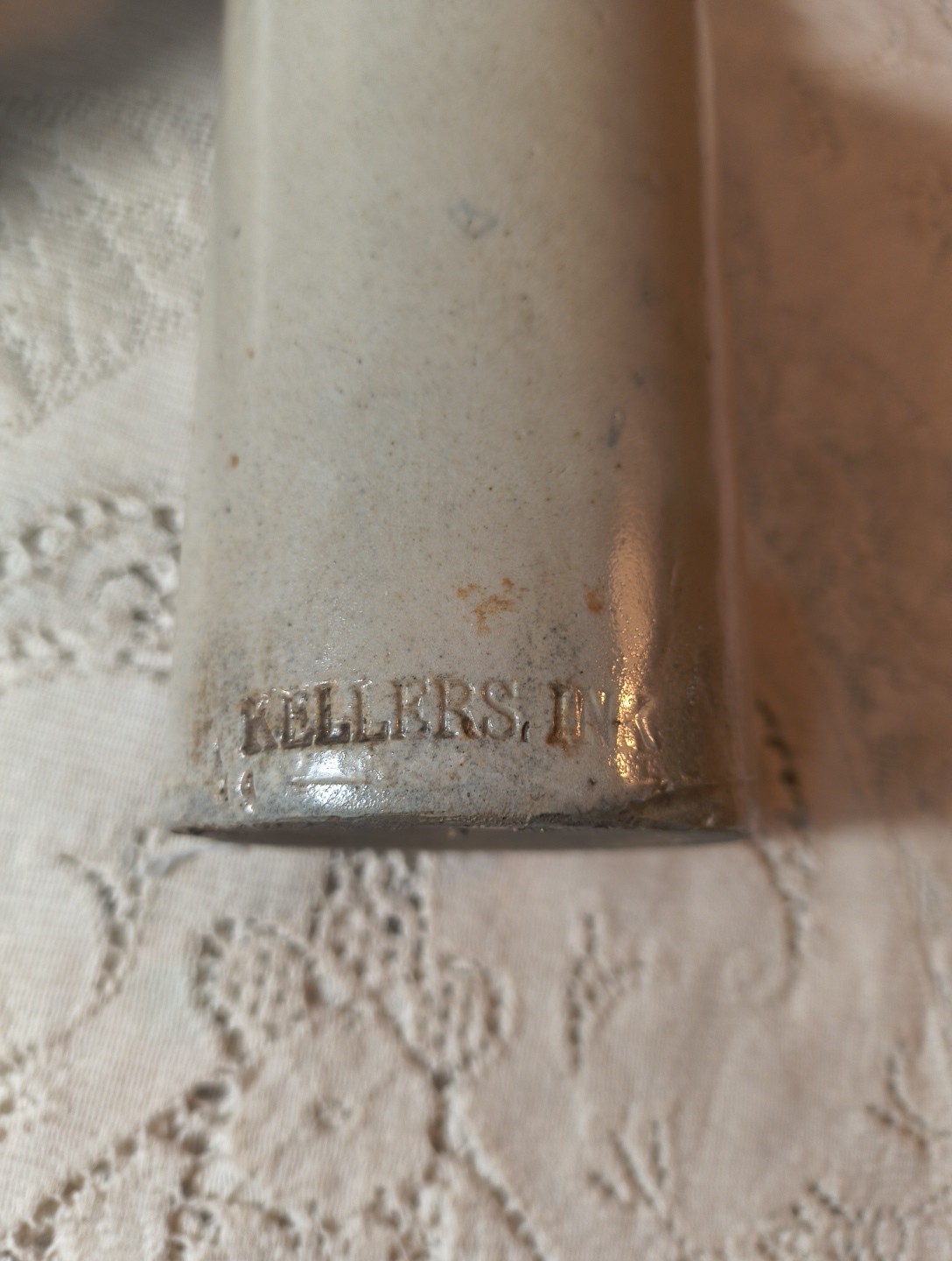 Antique Keller's Ink Stoneware Master Ink Bottle With Pour Spout