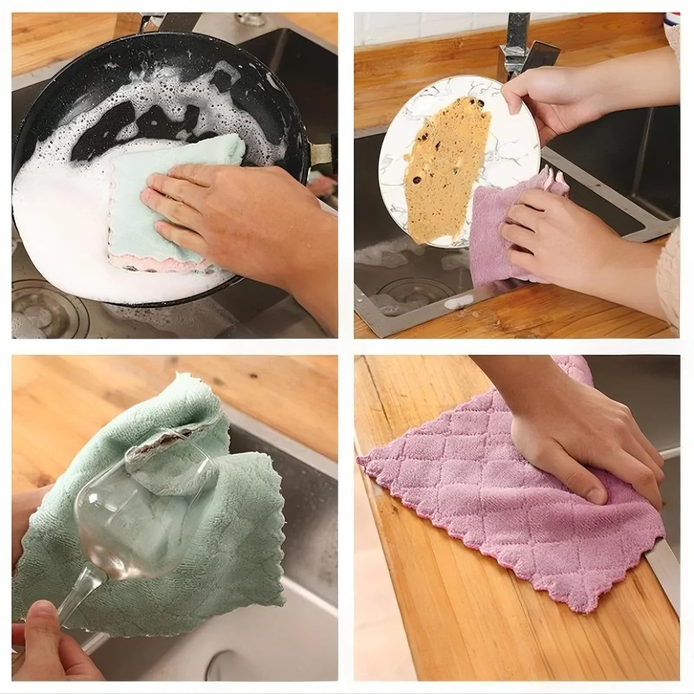 Reusable Microfiber Kitchen Cleaning Cloths – Super Absorbent, Quick-Dryin