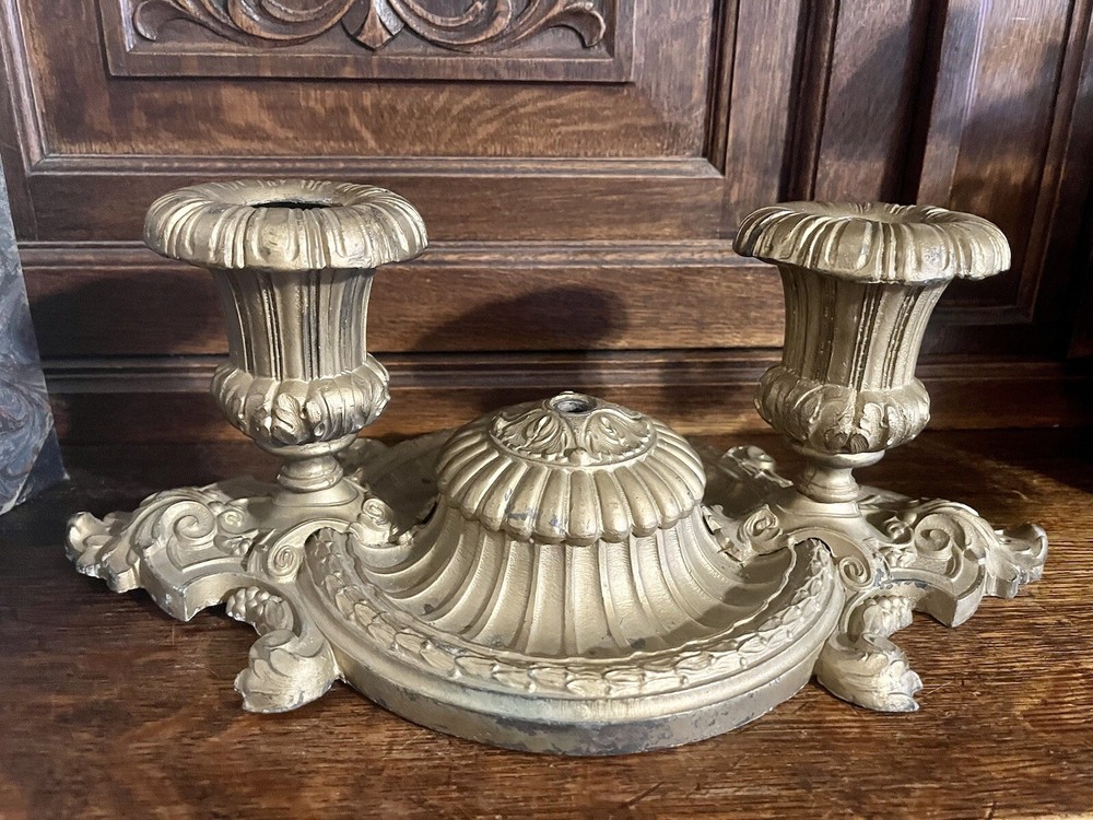 Antique Cast Iron Gilded Light Fixture Flush Mount Ceiling
